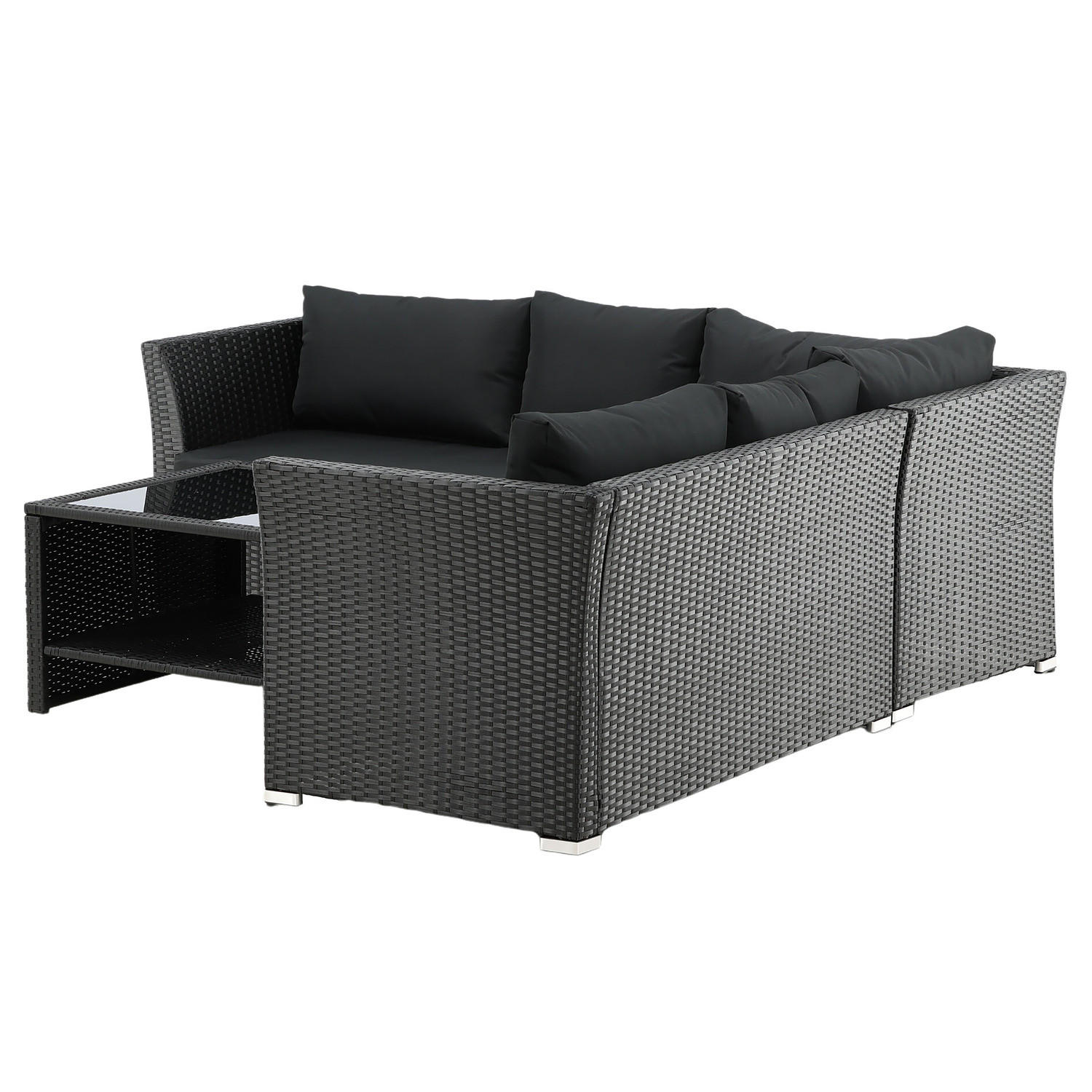 LOUNGESET - Schwarz, Kunststoff - home24