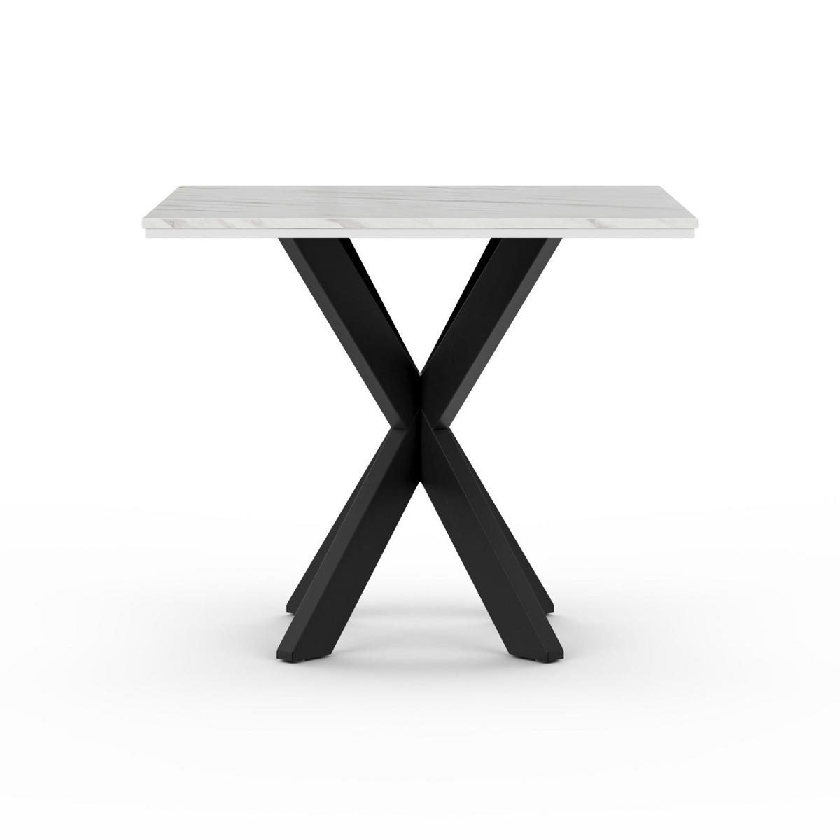 ESSTISCH Weiß Marmoroptik 90x90 cm - Schwarz/Weiß, Holzwerkstoff (90/90/76.5cm) - PROSPERO