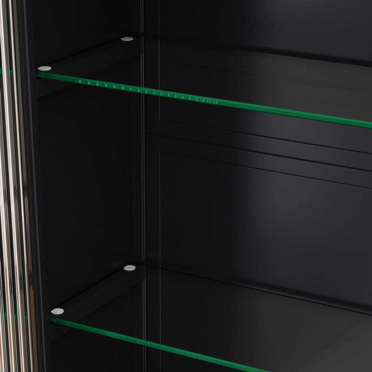 KÜCHENOBERSCHRANK 90x20x70 cm Schwarz aus Glas & Metall mit 3 Türen & 28kg Tragkraft - Schwarz, Glas (90/70/20cm) - Modfu