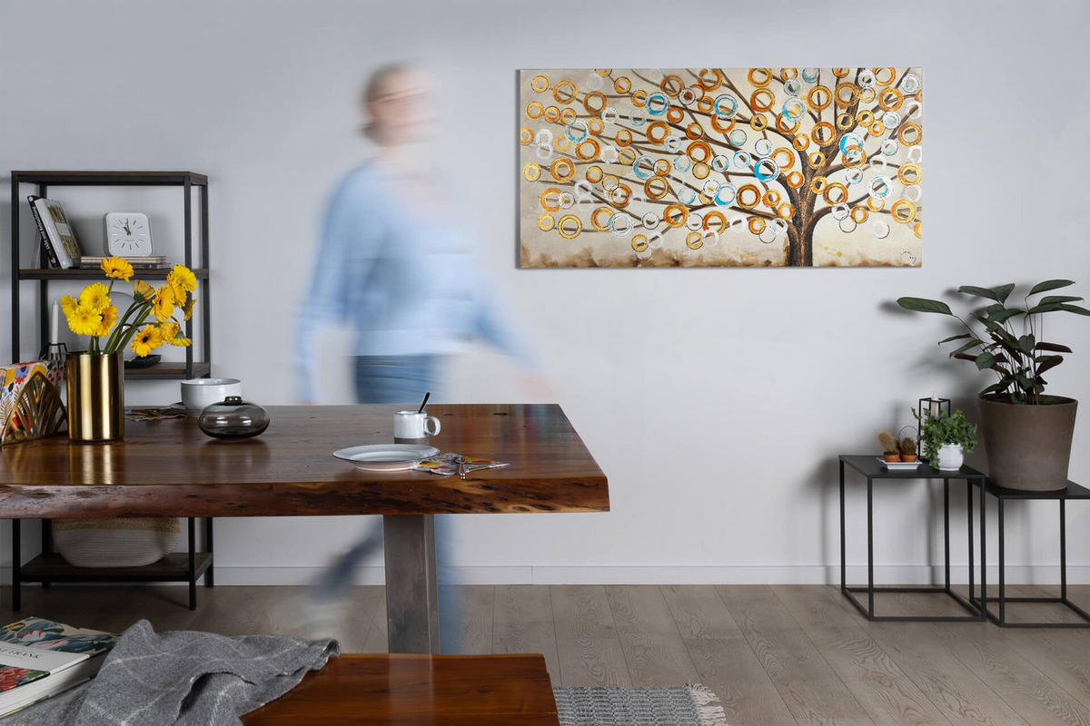 ÖLGEMÄLDE 140/70 cm - Beige/Kupferfarben, Holz/Textil (2.2/70cm) - KUNSTLOFT