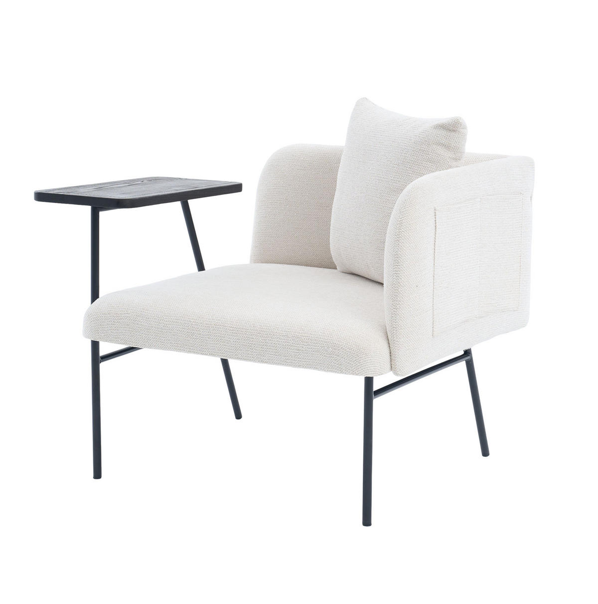 SESSEL 86/72/71 cm in Beige mit Beistelltisch und Seitentaschen - Beige, Textil (86/71/72cm) - BEAOK