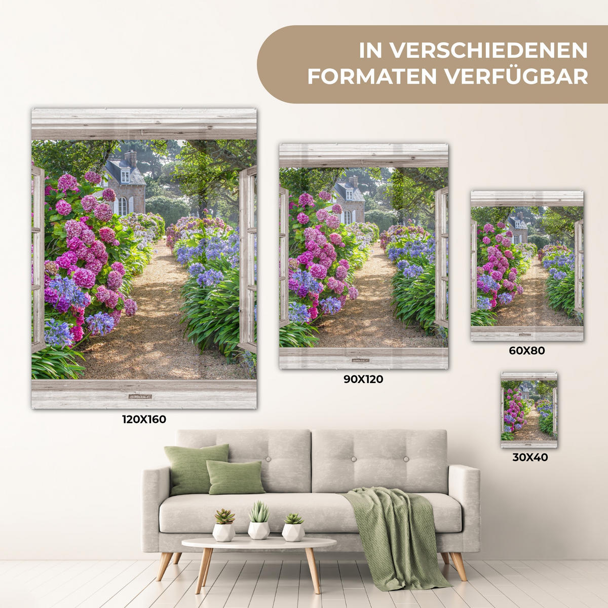 OBRAZ NA AKRYLOVOM SKLE Hortenzie - Priehľadné - Kvety - Leto - Fialová - Cesta 60x80 cm - lila, sklo (60/80cm) - MuchoWow