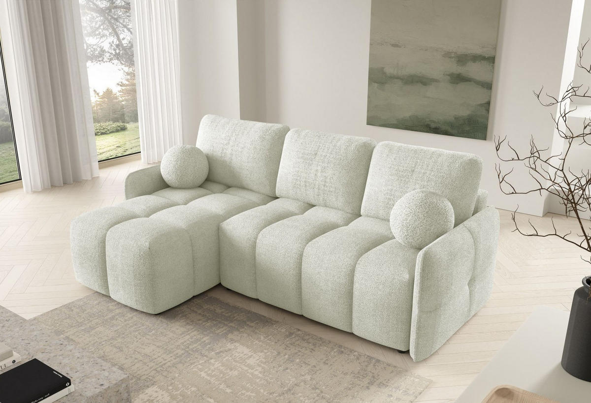 ECKSOFA Ecru MONO Mit Schlaffunktion Und Dekokissen Links - Ecru, Textil (220/145cm) - Sepro Meble