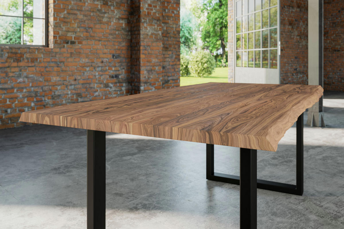ESSTISCH LAUREN - Beige/Schwarz, Holz/Metall (100/200/77cm) - SAM