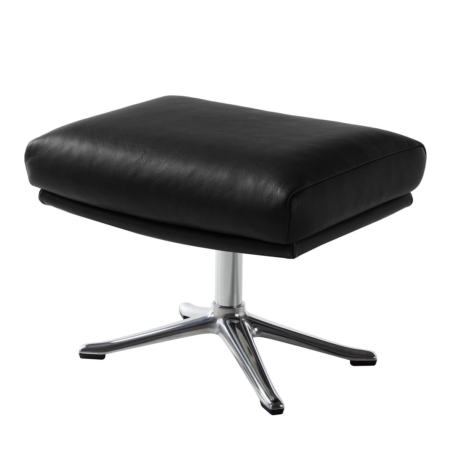 HOCKER mit Kreuzfuß - Chromfarben/Schwarz, Leder (54/41/41cm) - home24