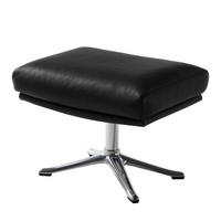 HOCKER mit Kreuzfuß - Chromfarben/Schwarz, Leder (54/41/41cm) - home24