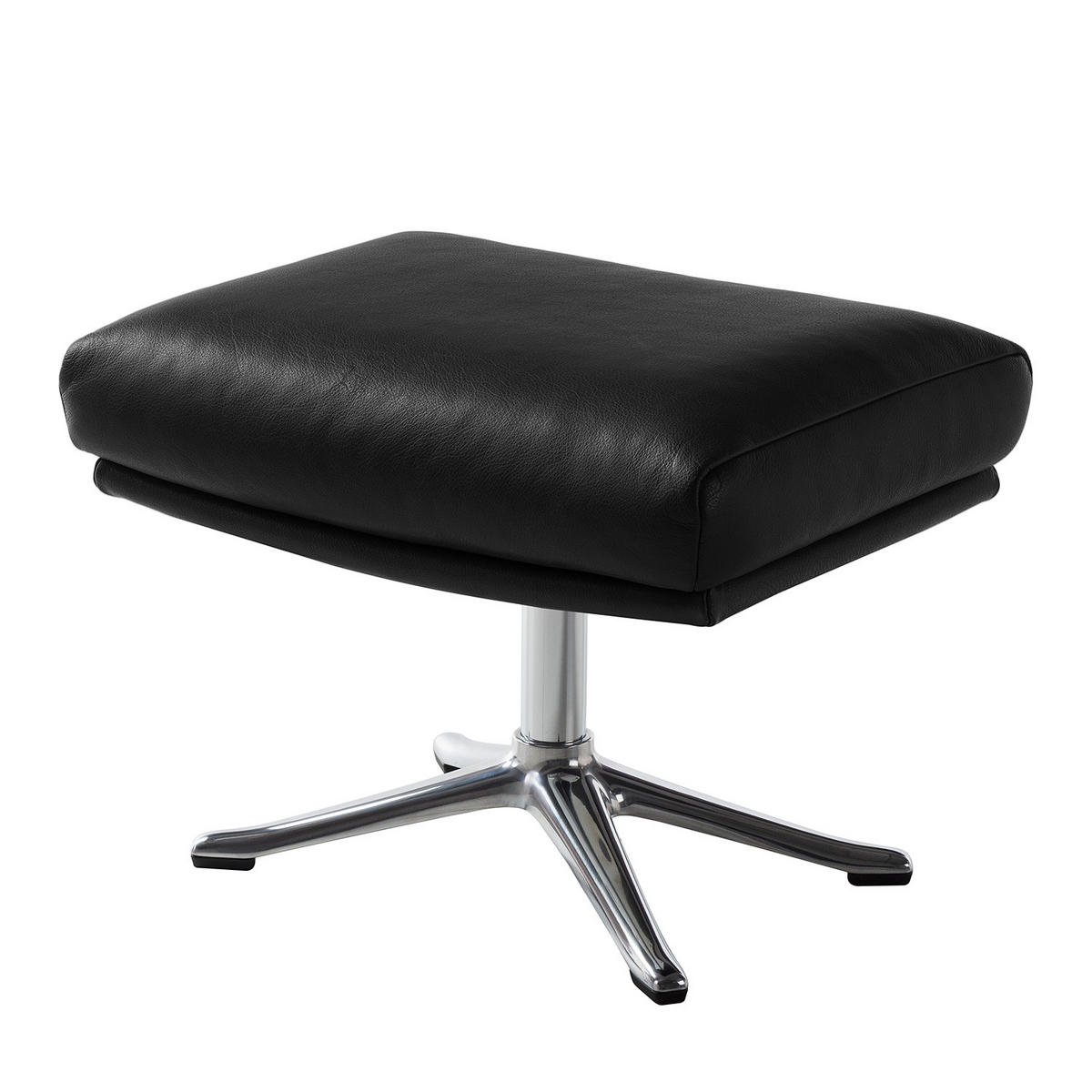 HOCKER mit Kreuzfuß - Chromfarben/Schwarz, Leder (54/41/41cm) - home24