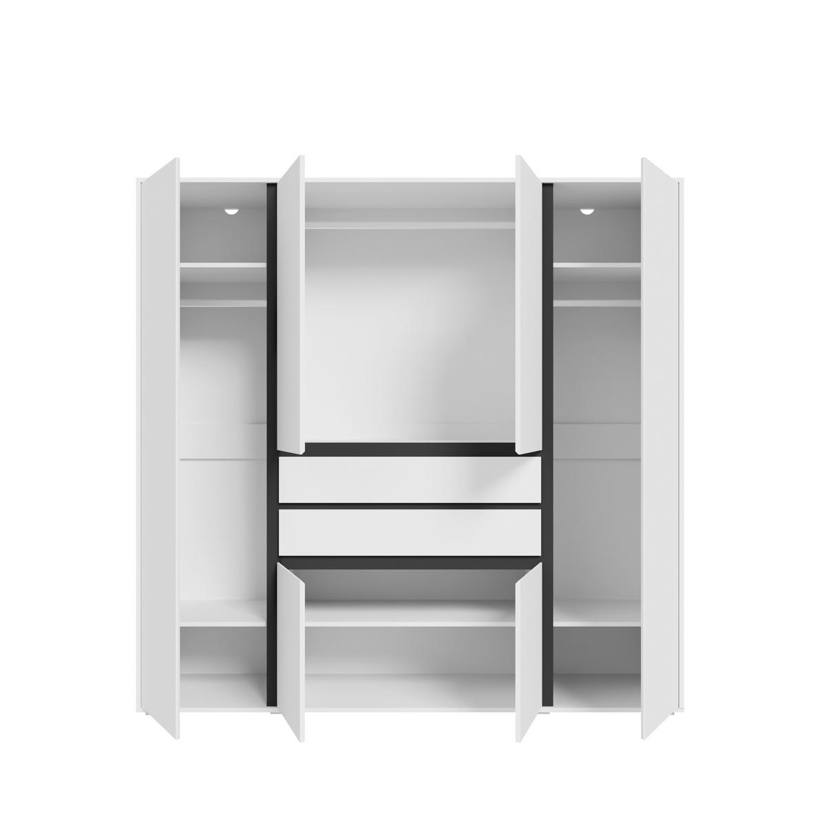 KLEIDERSCHRANK 4-türig FALUN (B/H/T: ca. 197/194/56 cm) in weiß/weiß - Weiß, Holzwerkstoff (197/194/56cm)