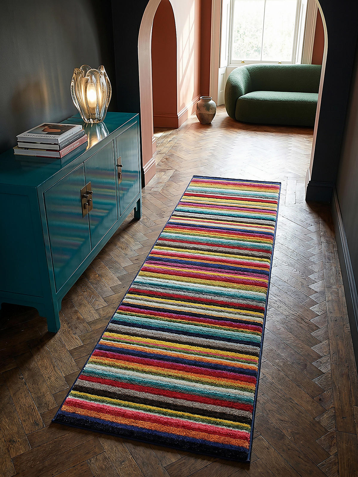 TEPPICH MEON, gestreift, Bunt, 66 x 230 cm - Multicolor, Textil (230/66cm) - KADIMA DESIGN