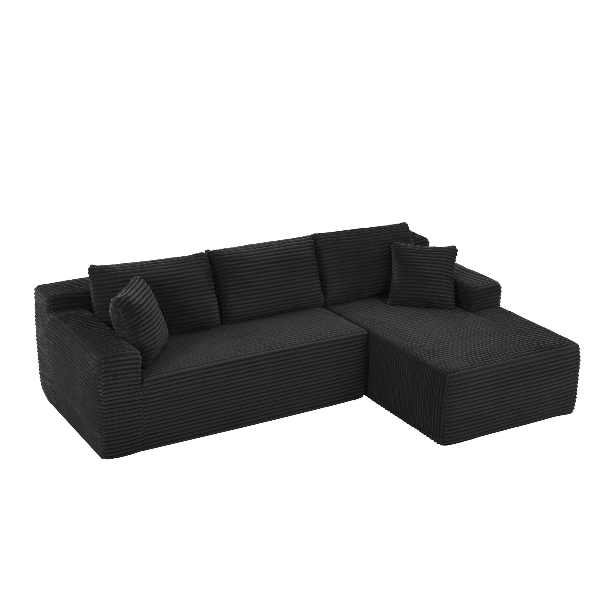 MODULARES Ecksofa aus Schaumstoff und Federkern mit variabler Stellmöglichkeit Schwarz - Schwarz, Kunststoff (163/252.5cm) - Modenvie