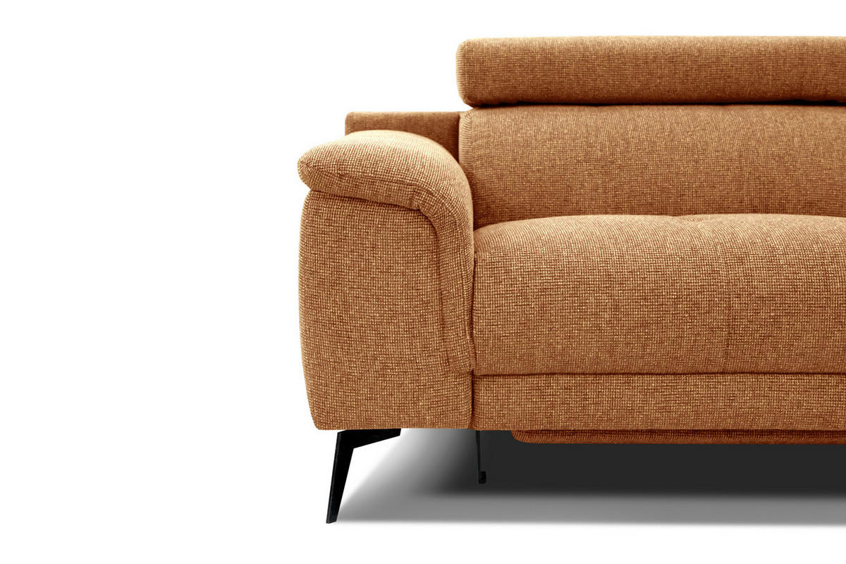 RELAXSOFA FIERO 3-Sitzer mit 2 Relaxfunktionen, orange - Schwarz/Orange, Holzwerkstoff/Textil (212/82/103cm) - Courtois Laville