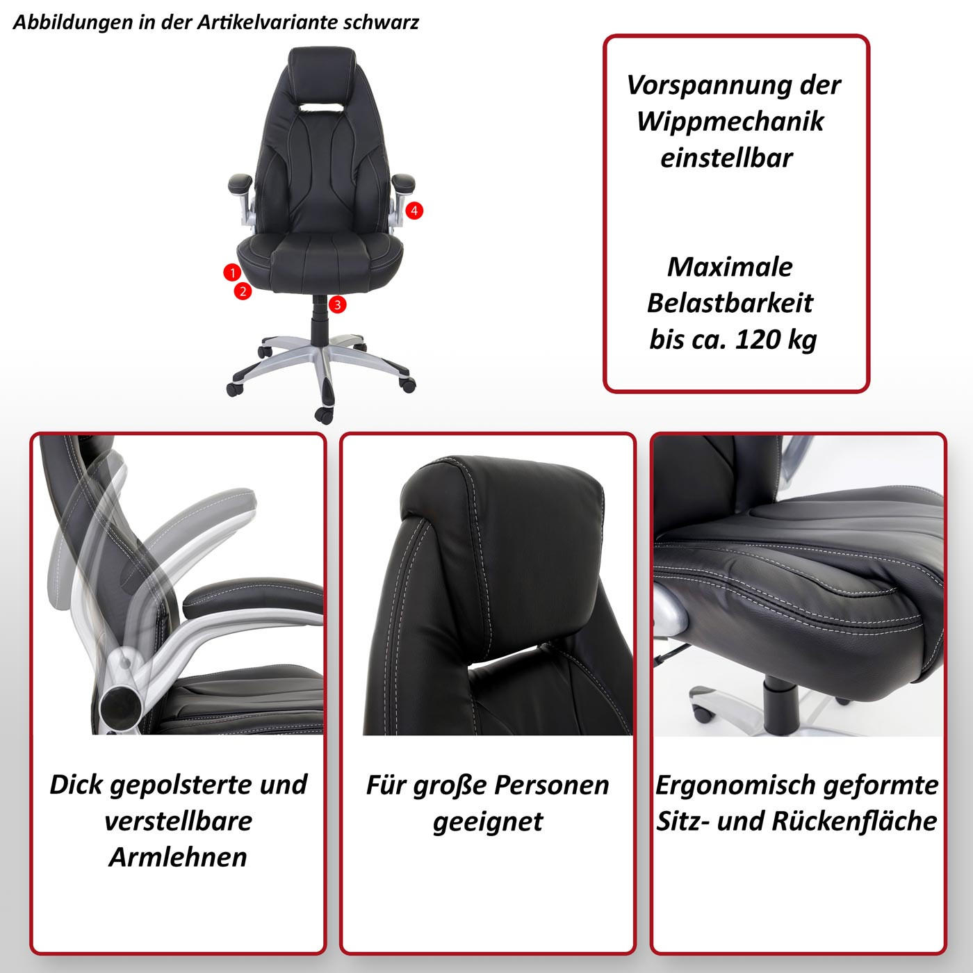 BÜROSTUHL Grau - Grau, Textil (68/128/80cm) - MCW