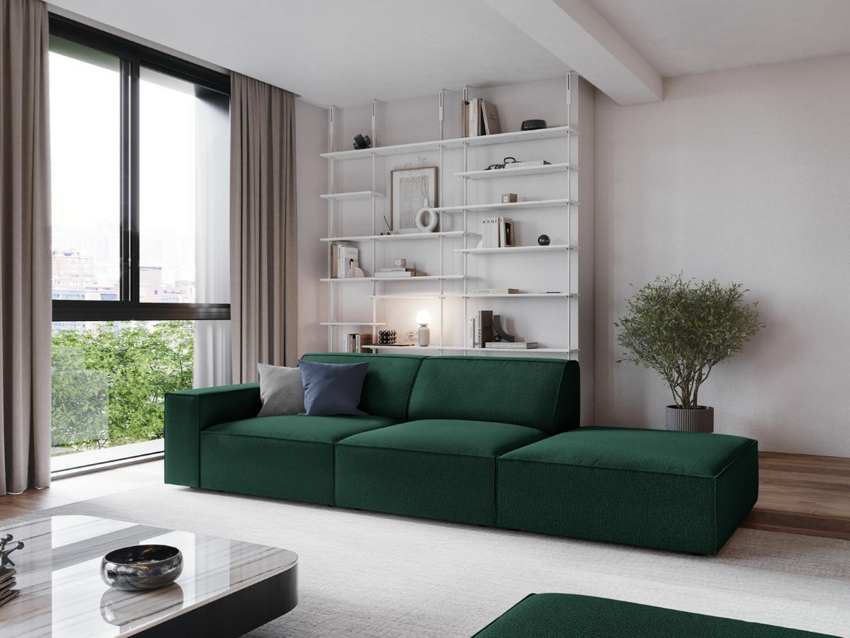 SOFA Jodie aus strukturiertem Stoff grün 3 Sitzplätze - Grün, Textil (102/70/262cm) - Micadoni