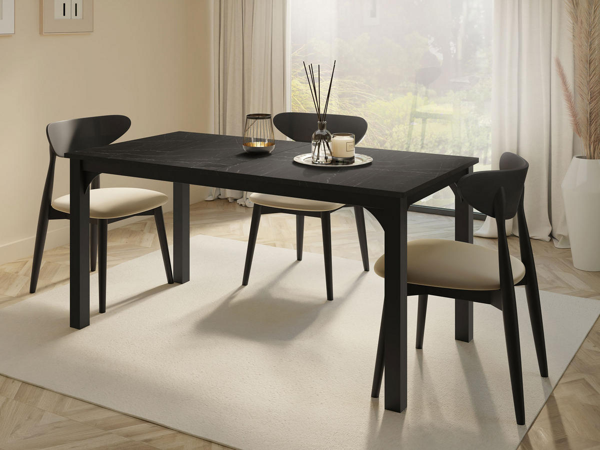 ESSTISCH Focus 160 - Schwarz, Holzwerkstoff/Metall (90/160/76cm) - MIRJAN24