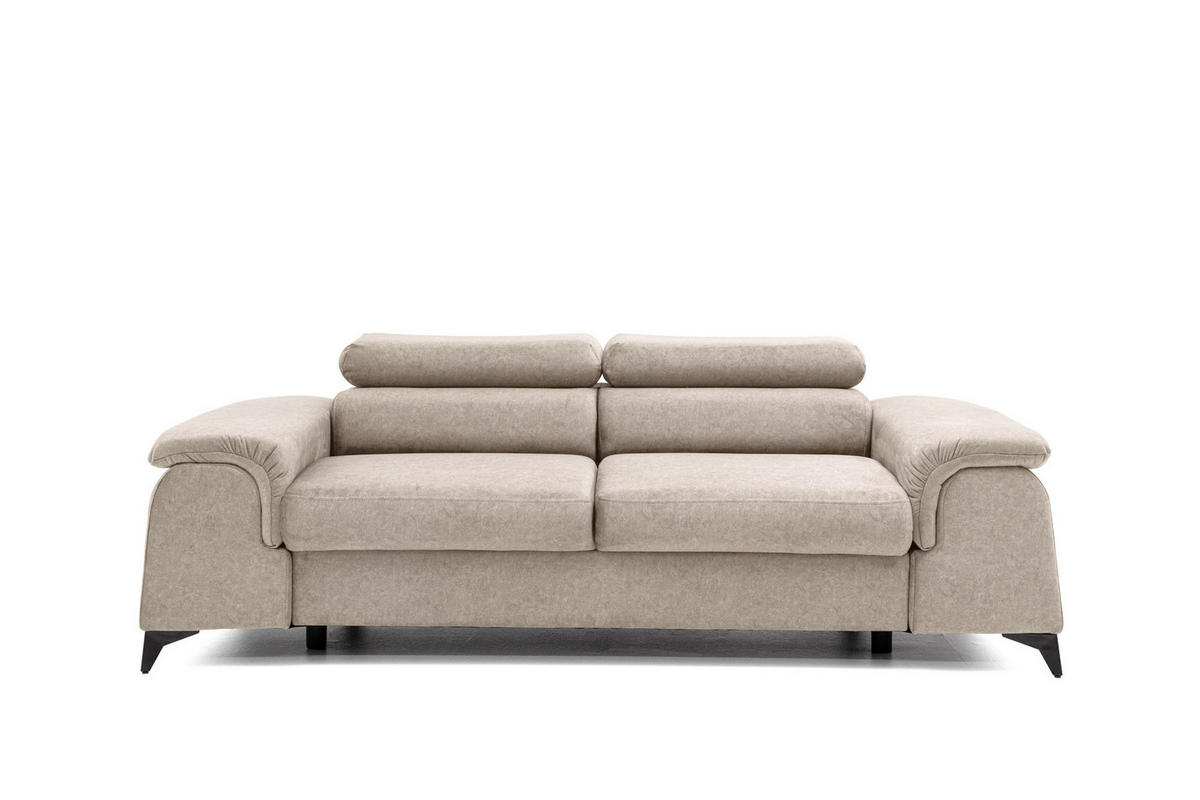 2-SITZER-SOFA PLAZA 200 cm Velours Beige - Beige/Schwarz, Holz/Textil (200/90/100cm) - Muffo