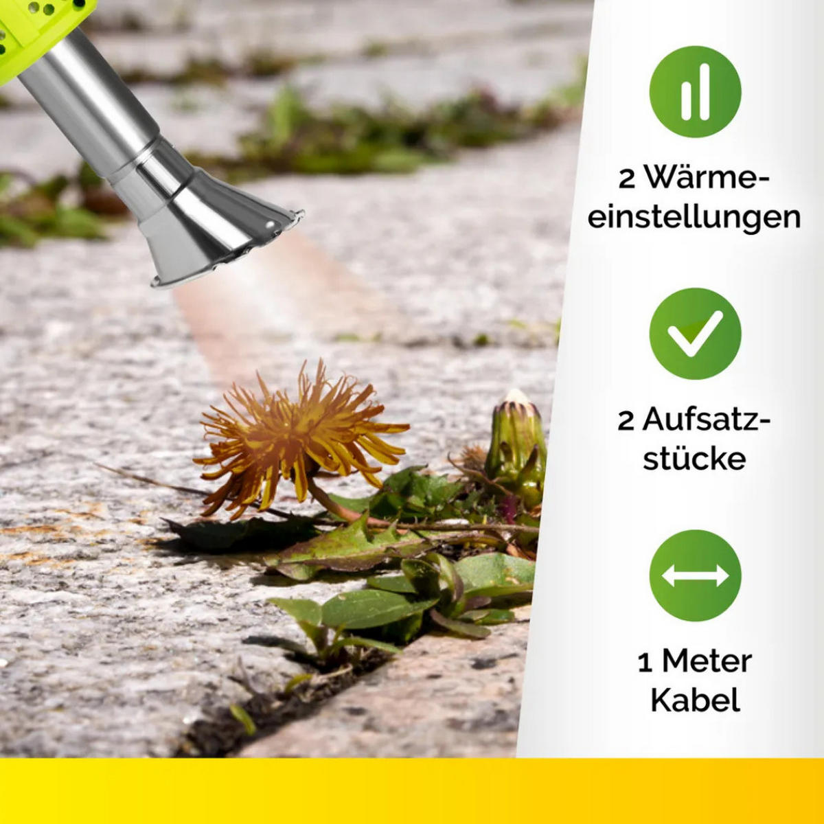 ELEKTRISCHER UNKRAUTBRENNER 2000W Grün Metall Kunststoff - Grün, Kunststoff/Metall (7.5/17/98cm) - Kinzo