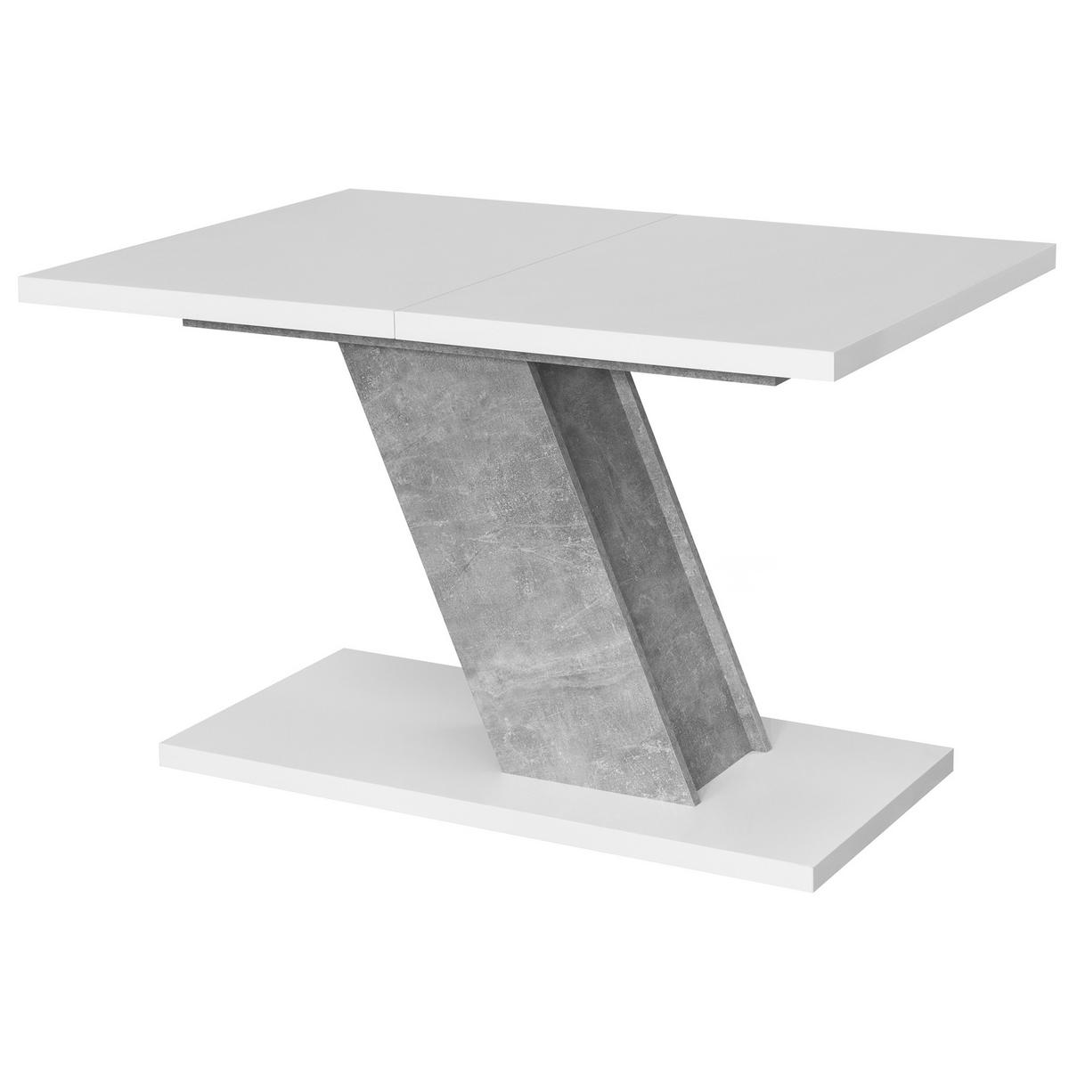 ESSTISCH Kross Beton Optik + Weiß matt - Weiß, Holzwerkstoff (80/120/75cm) - Vladon