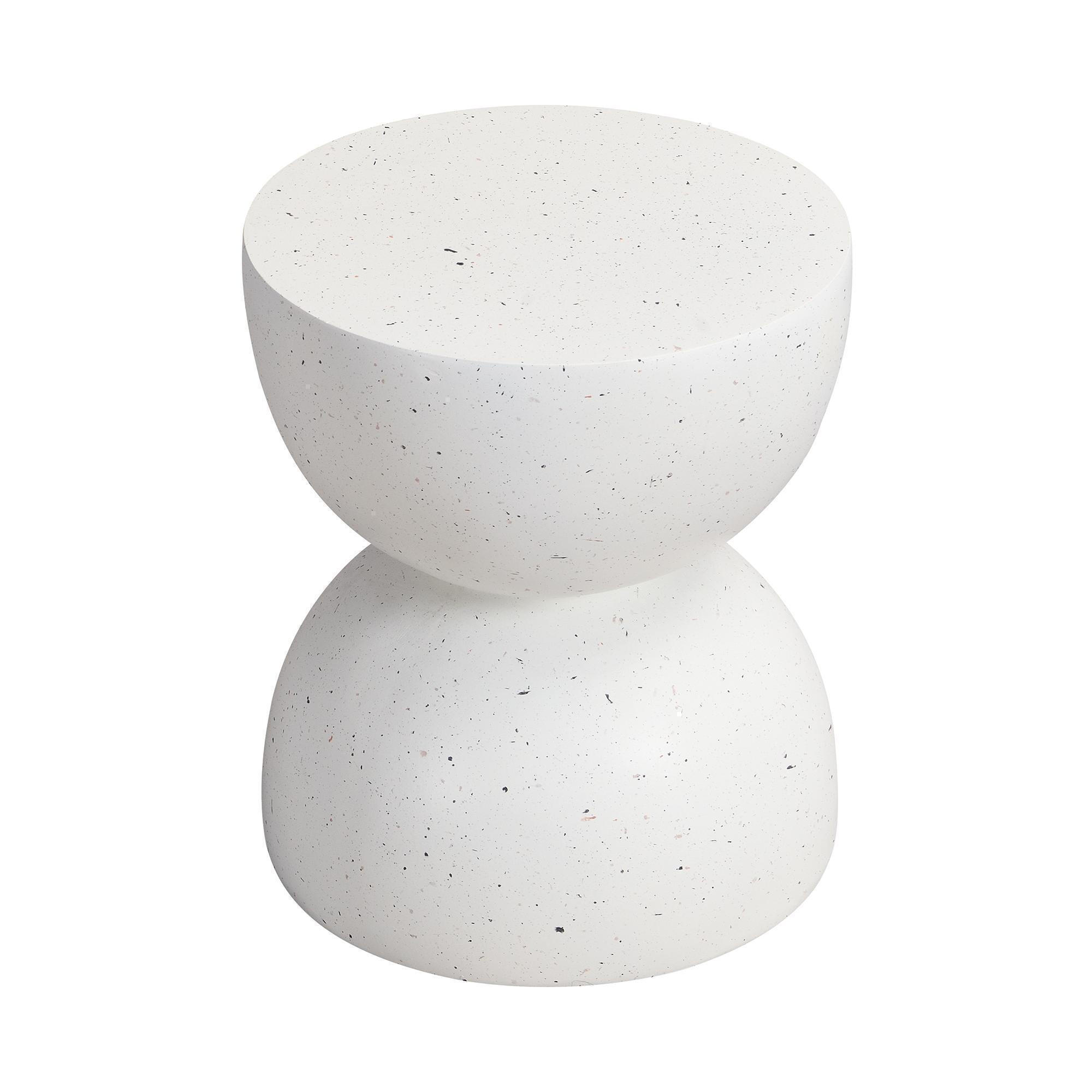 BEISTELLTISCH in Terrazzo Weiß,aus MgO,mit modernem Stil - Weiß, Naturmaterialien (39.5/39.5/45.5cm) - KOMHTOM