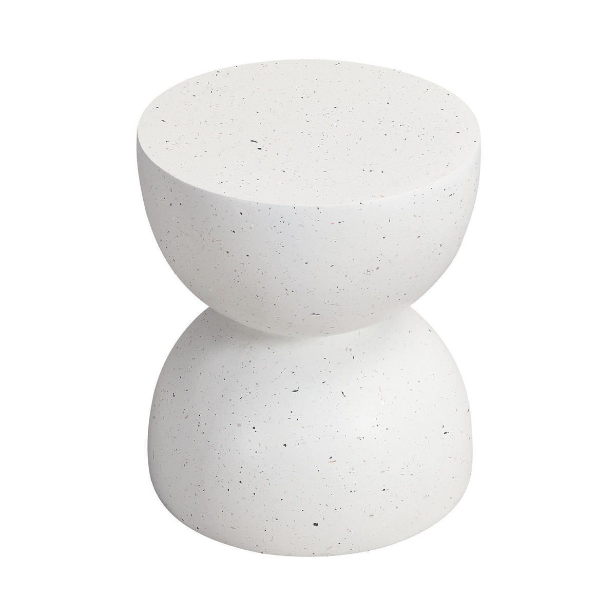 BEISTELLTISCH in Terrazzo Weiß,aus MgO,mit modernem Stil - Weiß, Naturmaterialien (39.5/39.5/45.5cm) - KOMHTOM