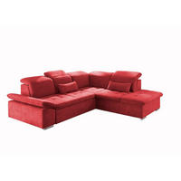 ECKSOFA mit Schlaffunktion mit Bettkasten und verstellbaren Kopf- und Rückenlehnen - Chromfarben/Rot, Textil (240/276cm) - ed exciting design