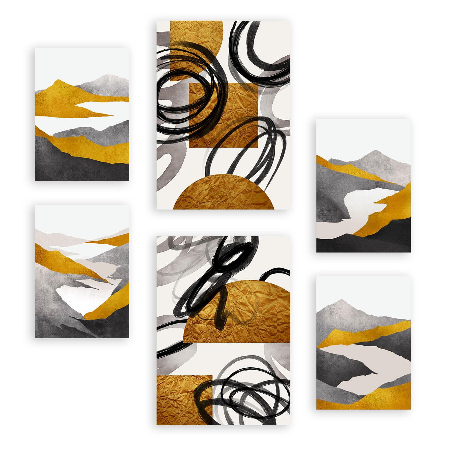 POSTER Set Mit 6 Gattung Nature 2 In Kulissen Abstracts Ästhetische Dekorative Gemälde Für Ihr Wohnzimmer, Schlafzimmer, Zuhause A3 & A4 Rahmenlos - Klar, Papier (29/3cm) - Nacnic