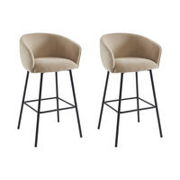 BARHOCKER 2er-Set - Stoff & schwarzes Metall - Beige - LAZONI - Beige, Textil (52/101/54cm) - Pascal Morabito