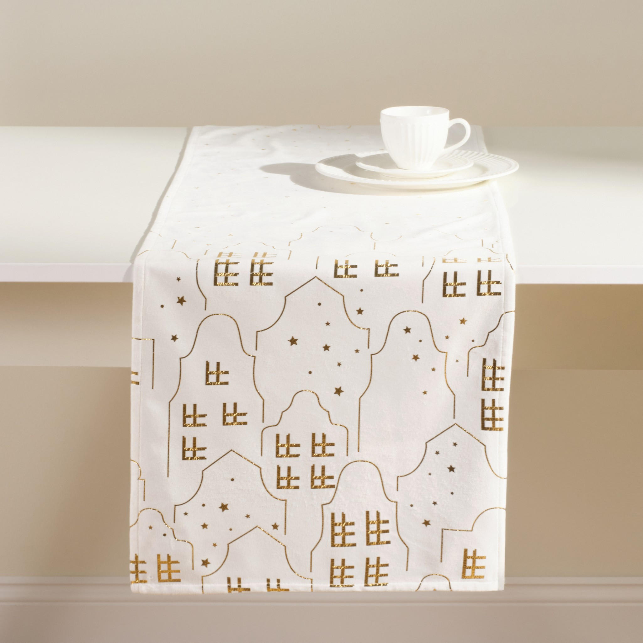 TISCHLÄUFER Tenemis - Weiß, Textil (150/35/1cm) - home&you