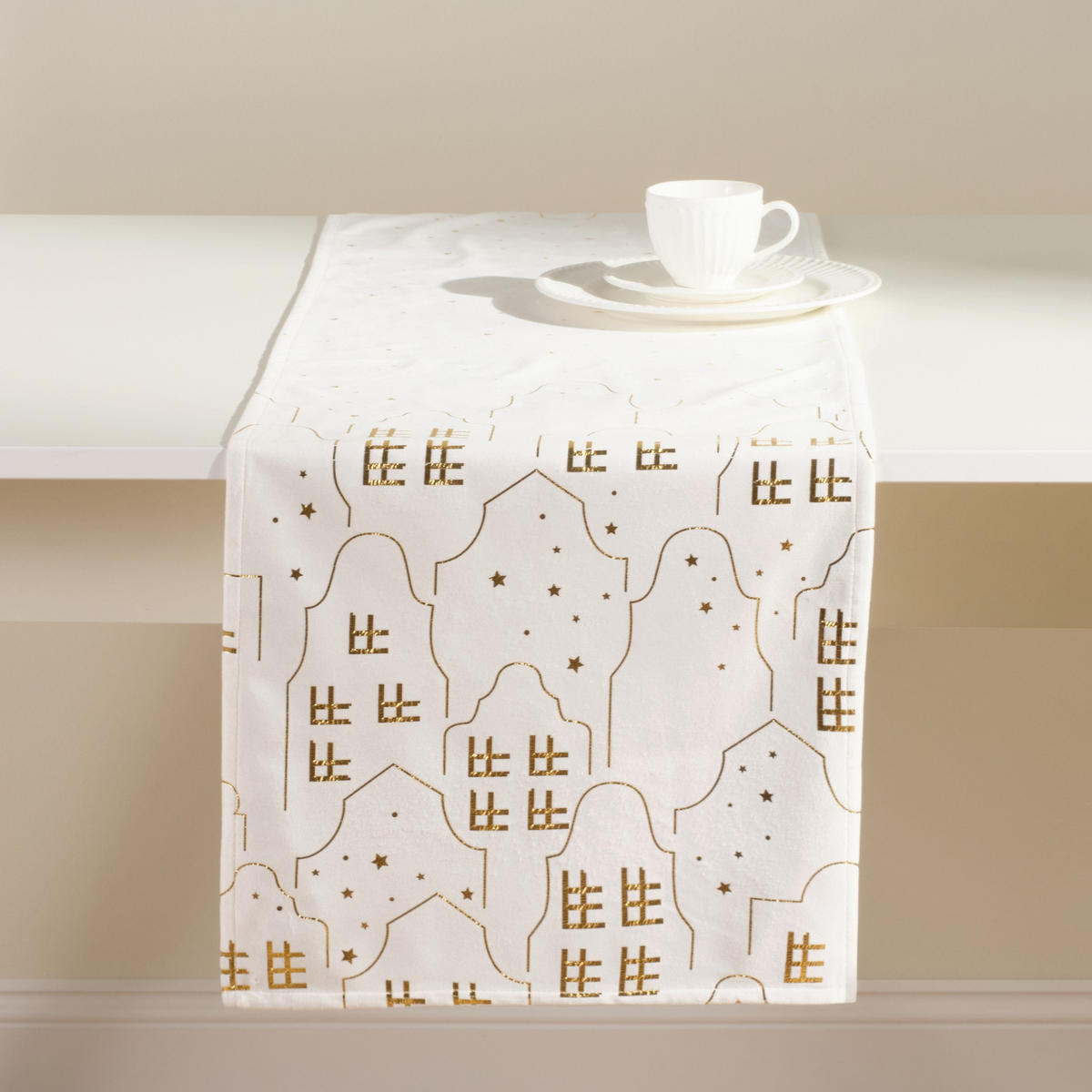 TISCHLÄUFER Tenemis - Weiß, Textil (150/35/1cm) - home&you