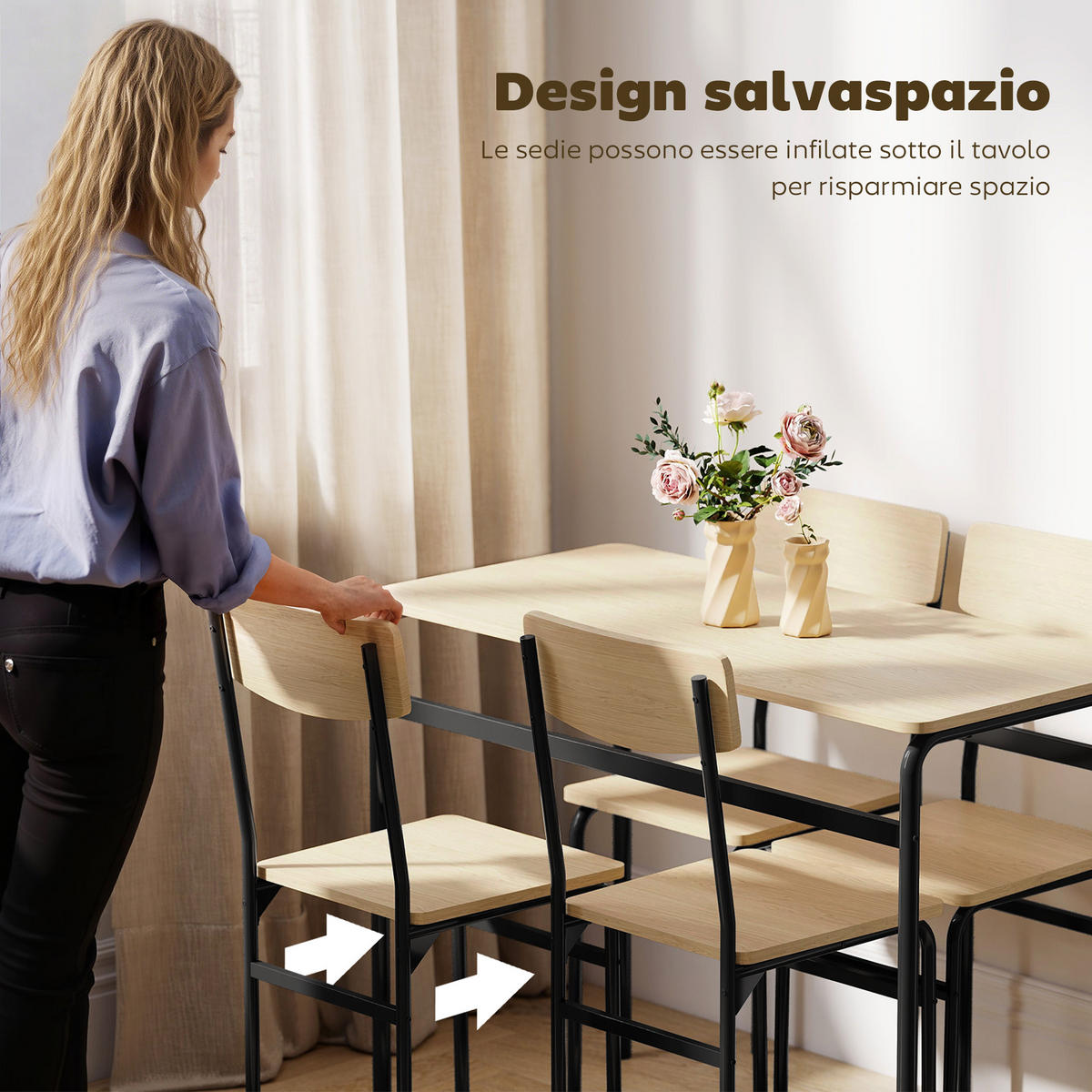 ESSZIMMER-SET, rechteckig Tisch+4 Stühle - Braun, Holzwerkstoff (50/76/105cm) - Vallsero