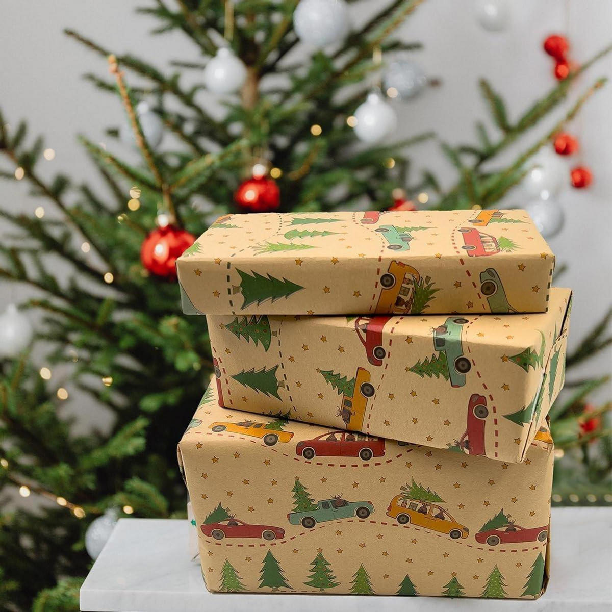 GESCHENKPAPIER Rolle 43 cm x 15 m Weihnachtsbaum Motiv - Braun, Papier (4/4/43cm)