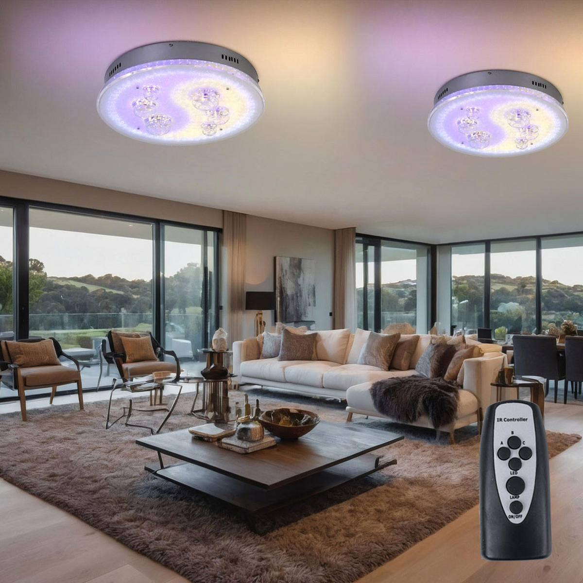 LED DECKENLEUCHTE Metall Silber - Silberfarben, Metall (43/43/12cm) - Globo Lighting