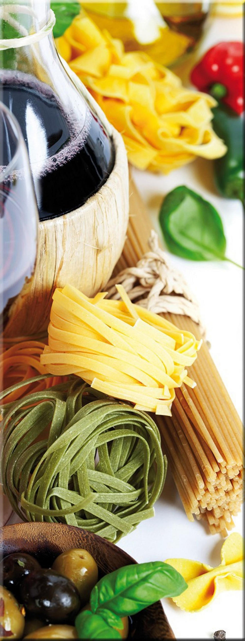 GLASBILD 30x80 cm Küche Pasta mediterran - Gelb, Glas (30/80cm) - artissimo