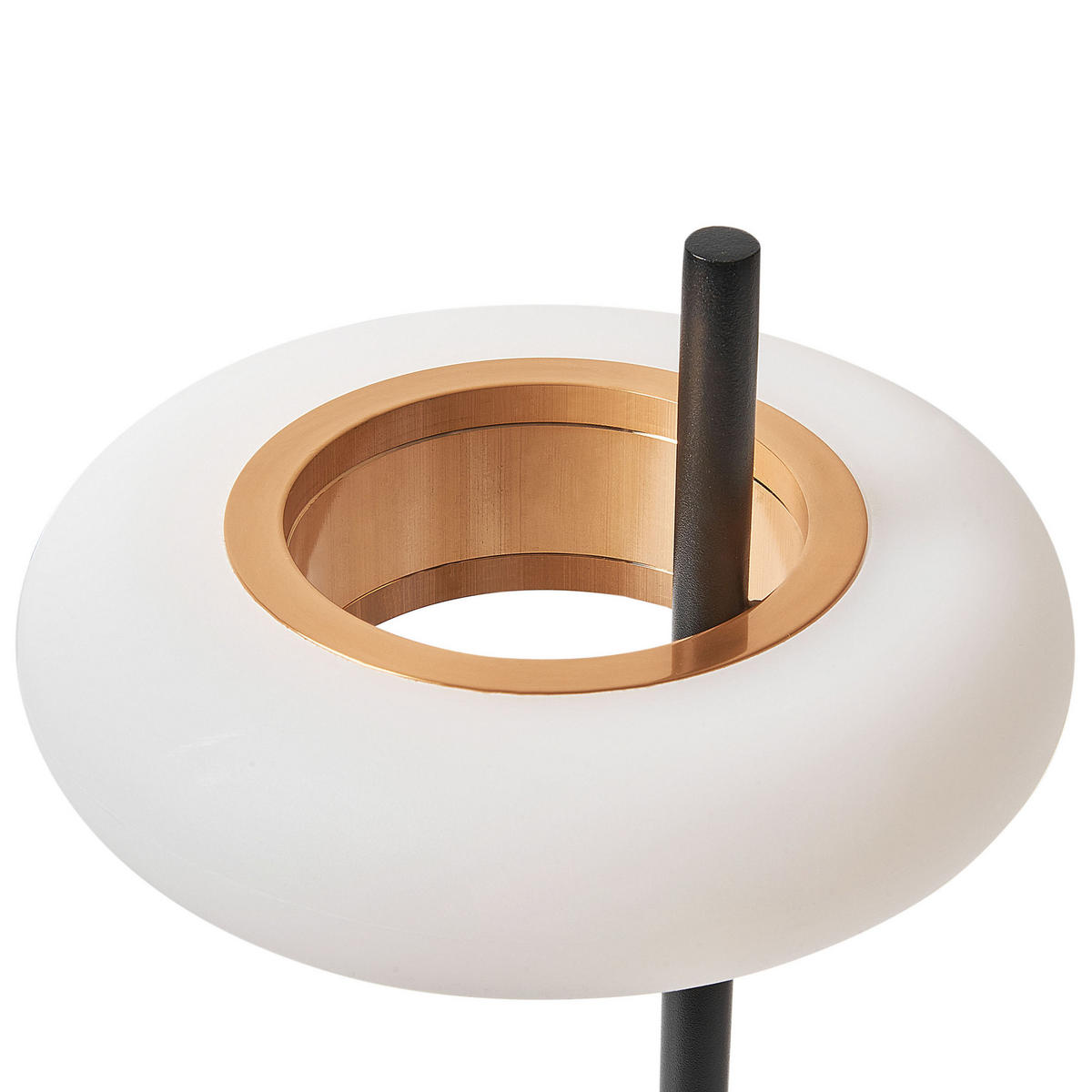 LED-TISCHLEUCHTE Schwarz/Weiß/Heller Holzfarbton Alviela - Hellbraun/Schwarz, Metall (16/16/36cm) - Beliani