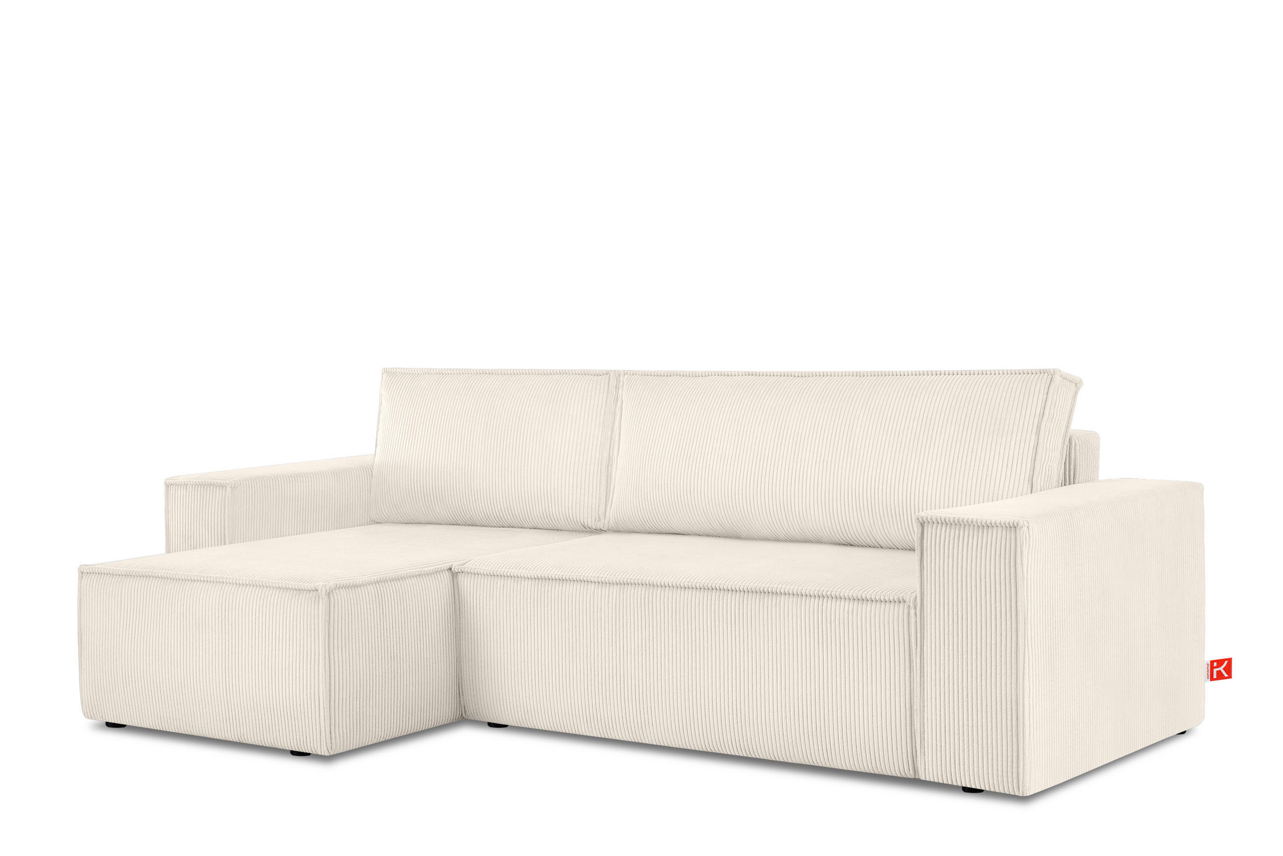 ECKSOFA-LINKS/RECHTS NAPI Schlaffunktion mit Cordbezug, beige - Ecru/Schwarz, Textil (262/148cm) - KONSIMO®