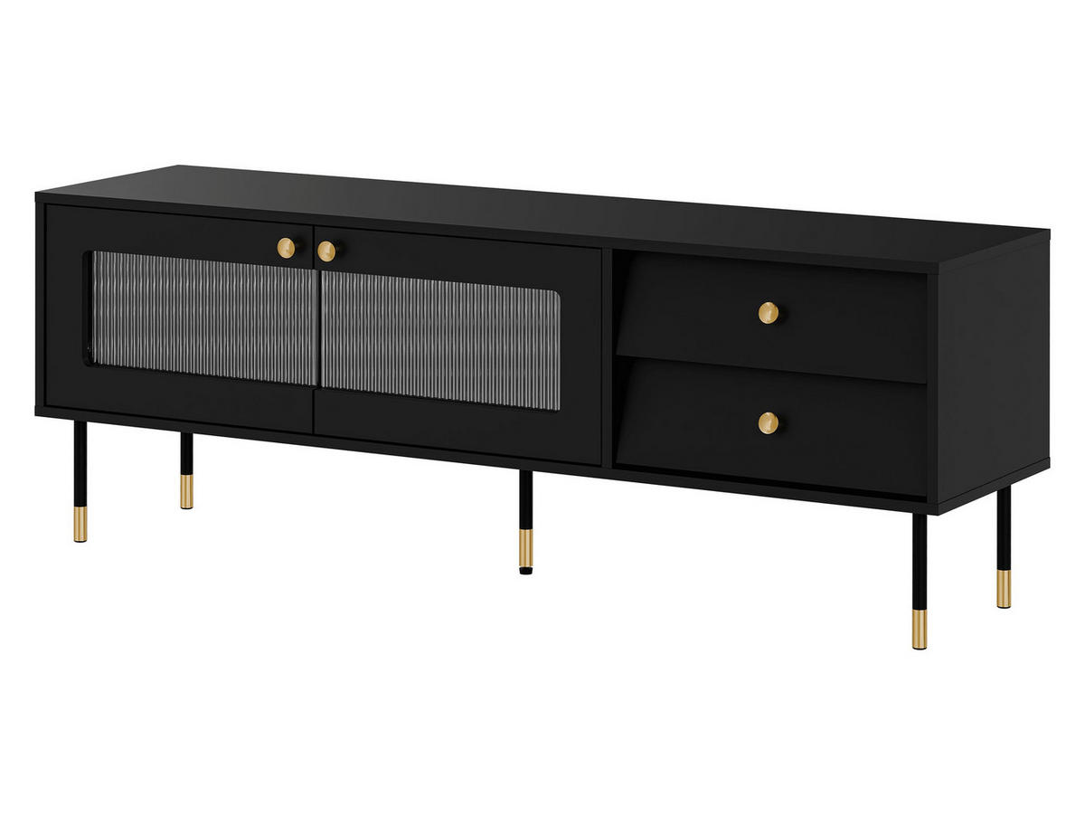 TV-LOWBOARD Valerio 150 - Goldfarben/Schwarz, Holzwerkstoff/Kunststoff (150/55/39cm) - MIRJAN24
