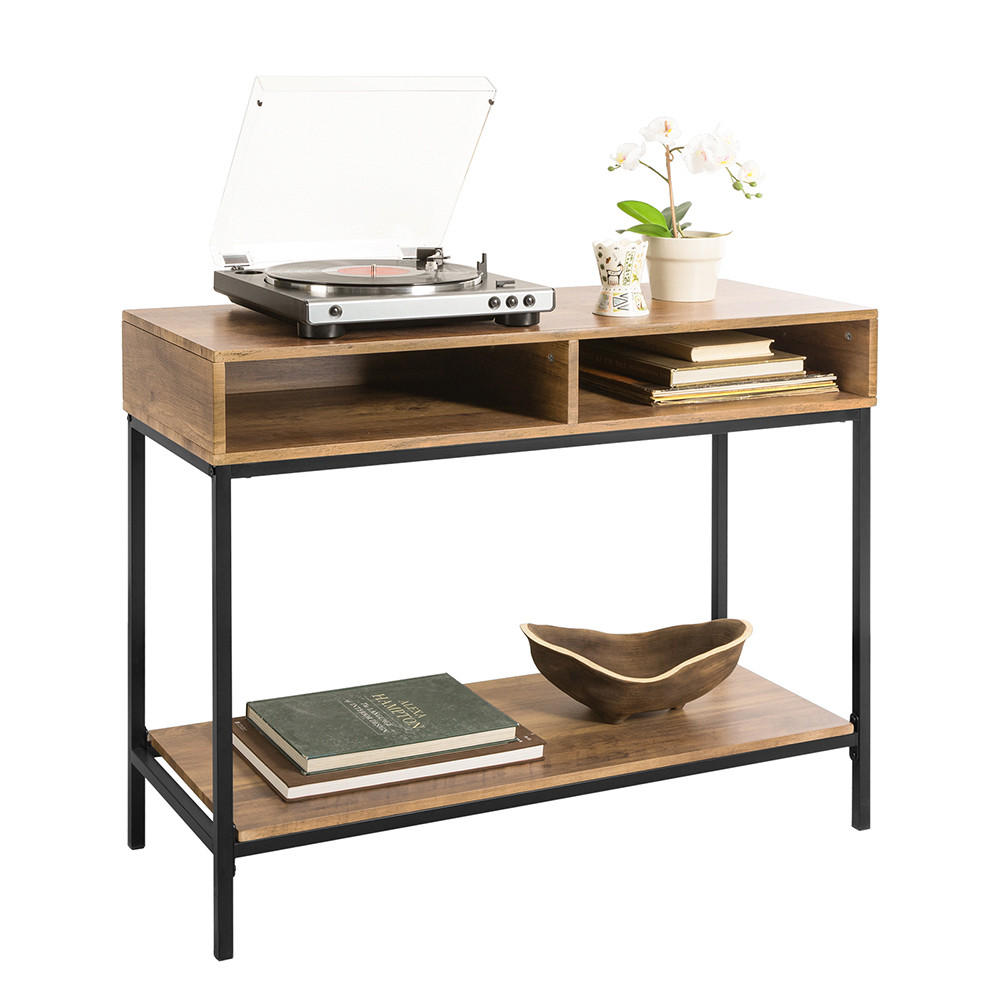 KONSOLENTISCH Natur - Schwarz/Braun, Holzwerkstoff/Metall (100/47/80cm) - SoBuy