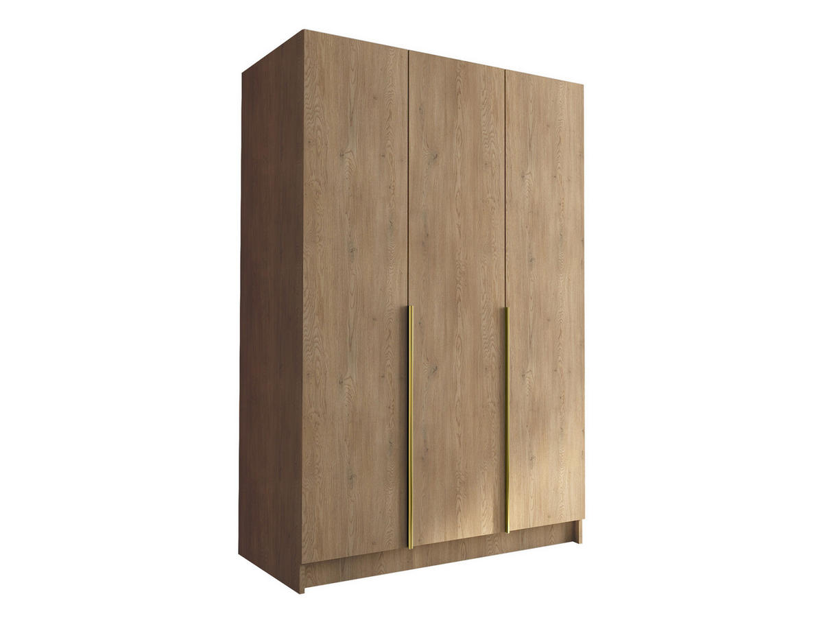 KLEIDERSCHRANK Calia I - Eichefarben/Goldfarben, Holzwerkstoff/Metall (150/215/58cm) - MIRJAN24