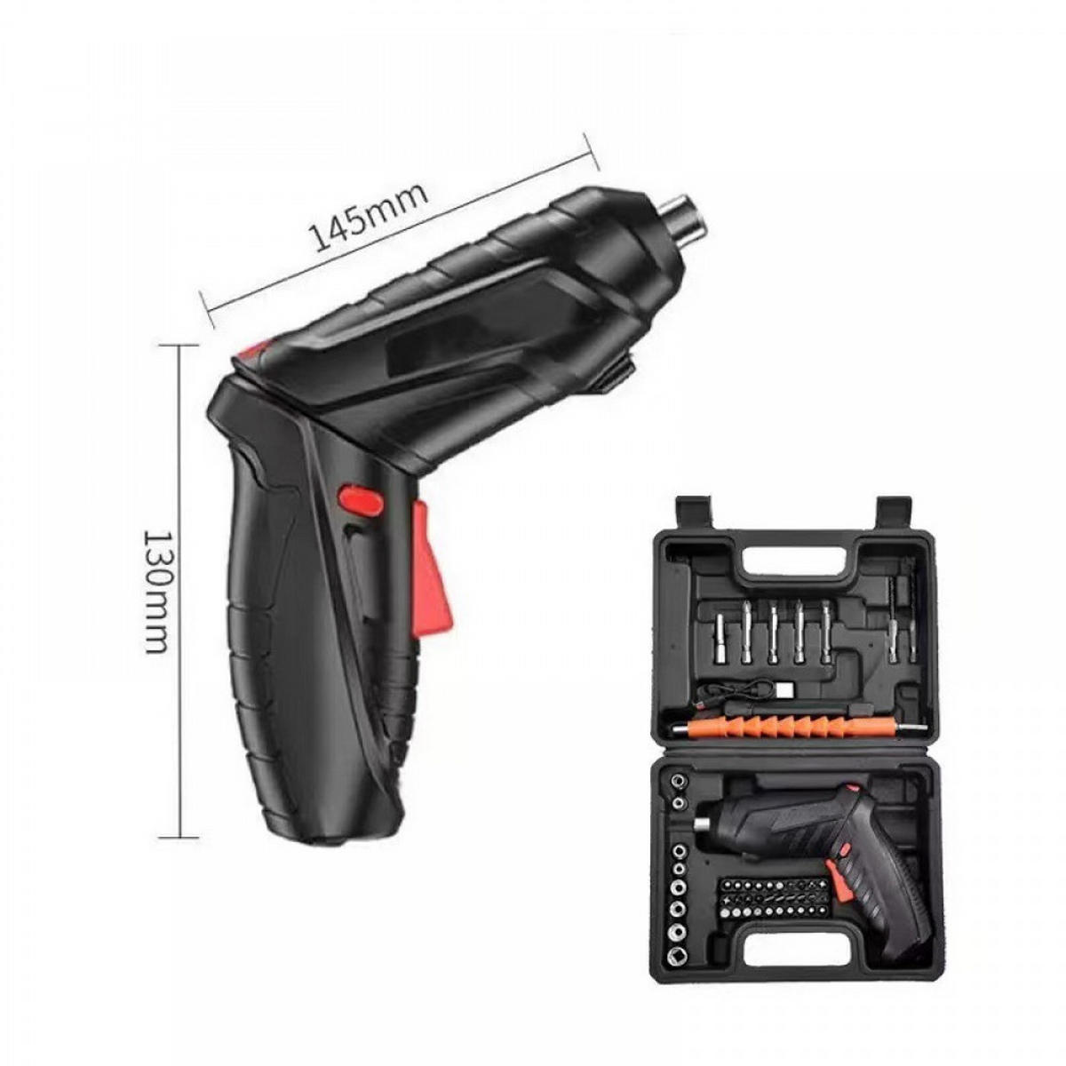AKKUSCHRAUBER-SET, 3,6 V, 47-teilig, mit LED-Licht, schwarz - Schwarz, Kunststoff (24.5/19/6.5cm)