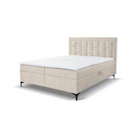 BOXBETT VENEZIA mit 2 Bettkästen, Maße: 140x200 cm, Farbe: Beige , Velourstoff, mit Bonell-Matratze inkl. Topper - Beige, Holz/Kunststoff (140/200cm) - VENASI MÖBEL