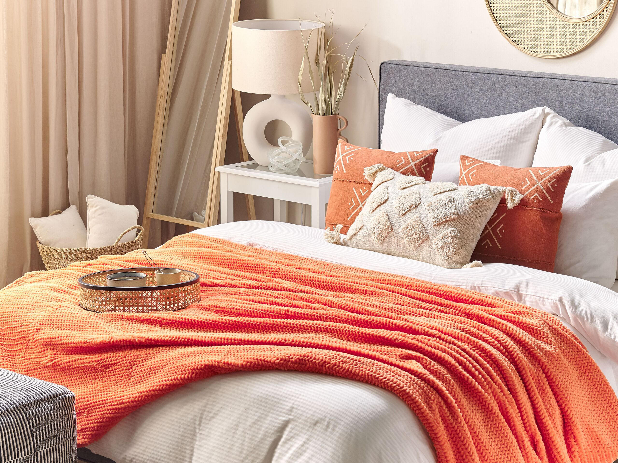 DECKE Orange Bjas 200/220 cm - Orange, Textil (200/220cm) - Beliani