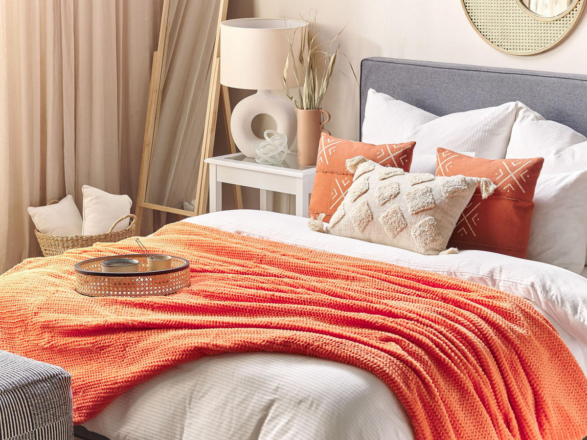 DECKE Orange Bjas 200/220 cm - Orange, Textil (200/220cm) - Beliani