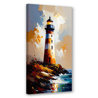 LEINWANDBILD Leuchtturm Natur 50x100cm - Braun, Textil (50/100cm) - Feeby