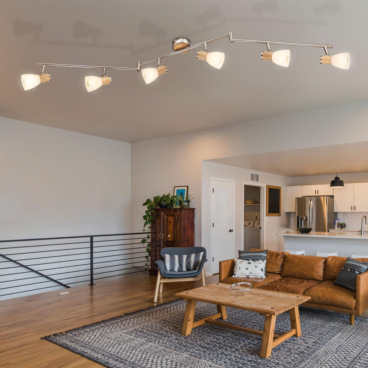 LED DECKENLEUCHTE Metall Holzoptik Braun - Braun, Holz (145/9/18cm)