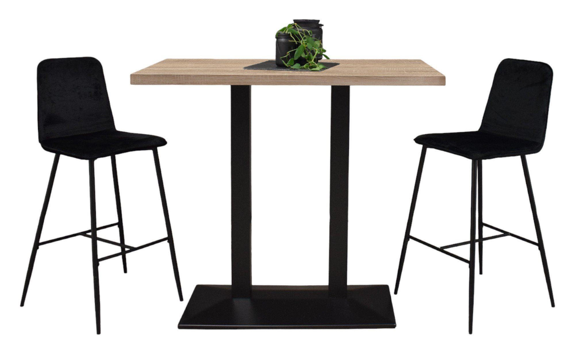 TRESENTISCH Electra 120x70x106 schwarz matt/eiche sägerau - Graubraun, Metall (120/70/106cm) - 58aufmkessel