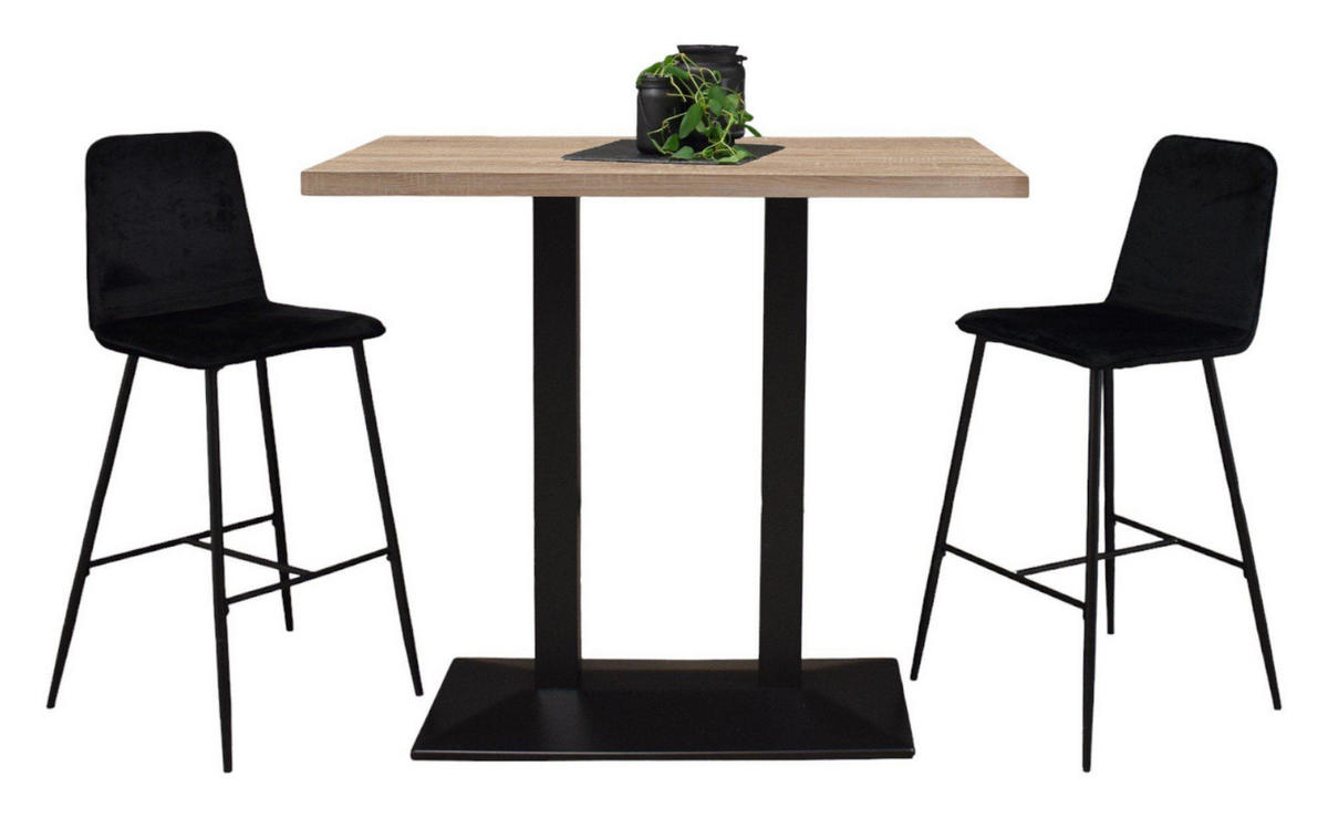 TRESENTISCH Electra 120x70x106 schwarz matt/eiche sägerau - Graubraun, Metall (120/70/106cm) - 58aufmkessel