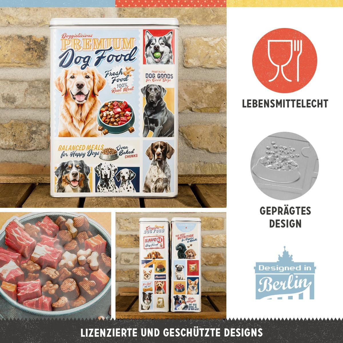 VORRATSDOSE XL Premium Dog Food - Multicolor, Metall (19/26/8cm) - Nostalgic-Art