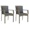 GARTENSTÜHLE mit Kissen 2 Stk. Poly Rattan Grau - Grau, Holz (59/88/53.5cm) - furnicato