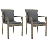 GARTENSTÜHLE mit Kissen 2 Stk. Poly Rattan Grau - Grau, Holz (59/88/53.5cm) - furnicato