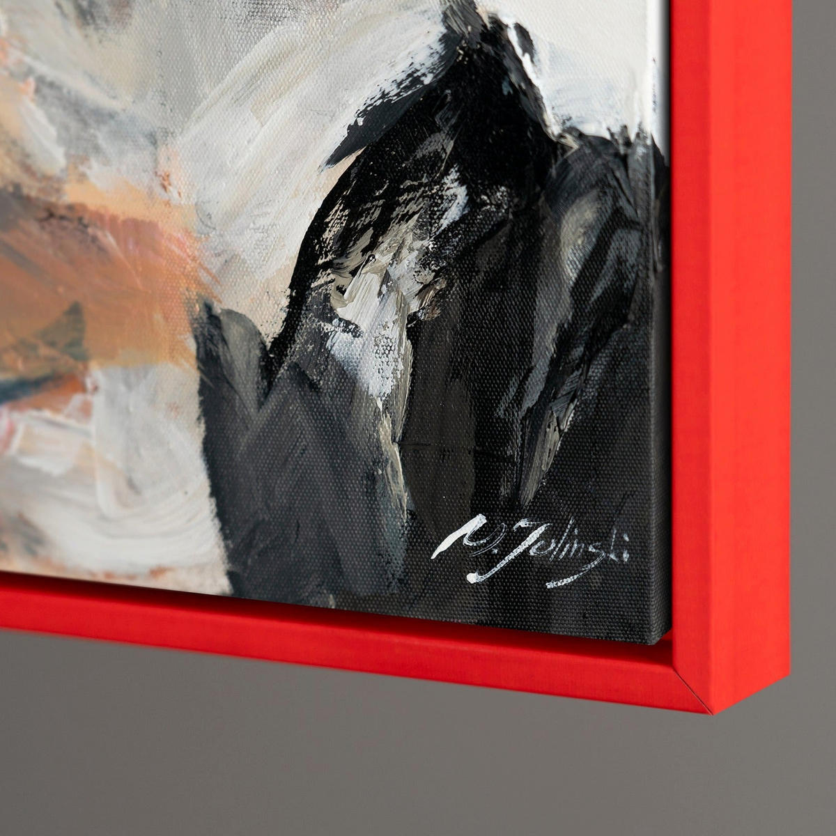 GEMÄLDE Schaffung Schattenfugenrahmen Rot 120x80 cm - Rot, Holz (120/80cm) - YS-art gallery