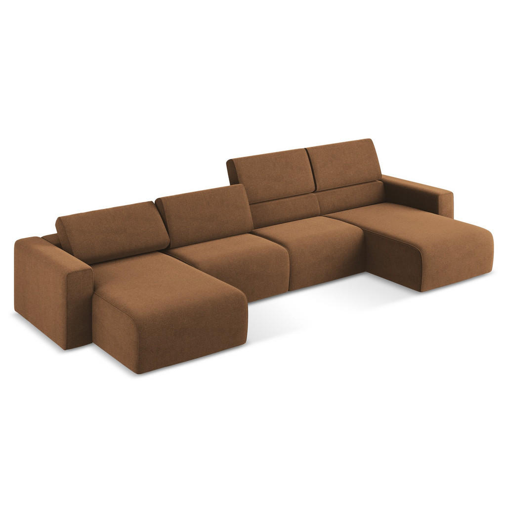 Thumbnail - Makamii Wohnlandschaft, Terra cotta, Textil, 5-Sitzer, Füllung: Schaumstoff, U-Form, 404x80x167 cm, Made in EU, Wohnzimm...